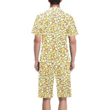 Popcorn Pattern Print Design 03 Men's V-Neck Short Pajama Set