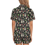 Raccoon watermelon pattern Women's V-Neck Short Pajama Set