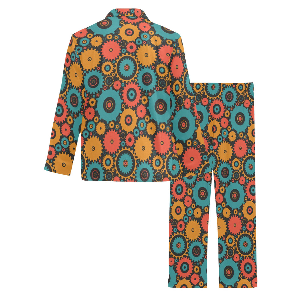 Gear Pattern Print Design 01 Men's Long Pajama Set