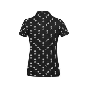 Engine Piston Black Theme Pattern Print Design 03 Women's All Over Print Polo Shirt