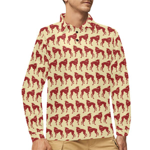 Greyhound Pattern Print Design 04 Men's Long Sleeve Polo Shirt