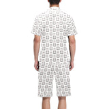 Hippopotamus Pattern Print Design 05 Men's V-Neck Short Pajama Set