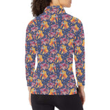 Goldfish Pattern Print Design 05 Women's Long Sleeve Polo Shirt