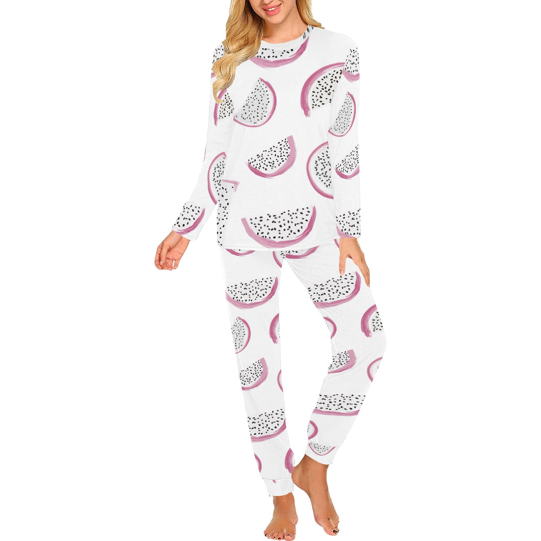 dragon fruit pattern Women's All Over Print Pajama Set