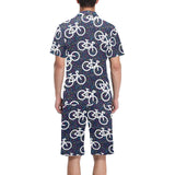 Bicycle Pattern Print Design 03 Men's V-Neck Short Pajama Set