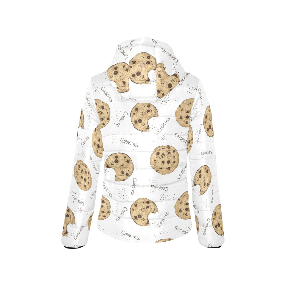 Sketch style cookie pattern Women's Padded Hooded Jacket