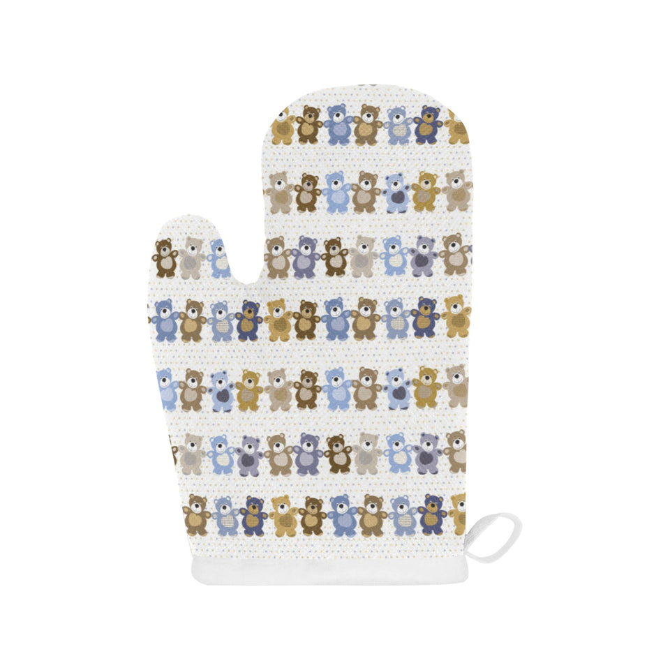 Teddy Bear Pattern Print Design 02 Heat Resistant Oven Mitts