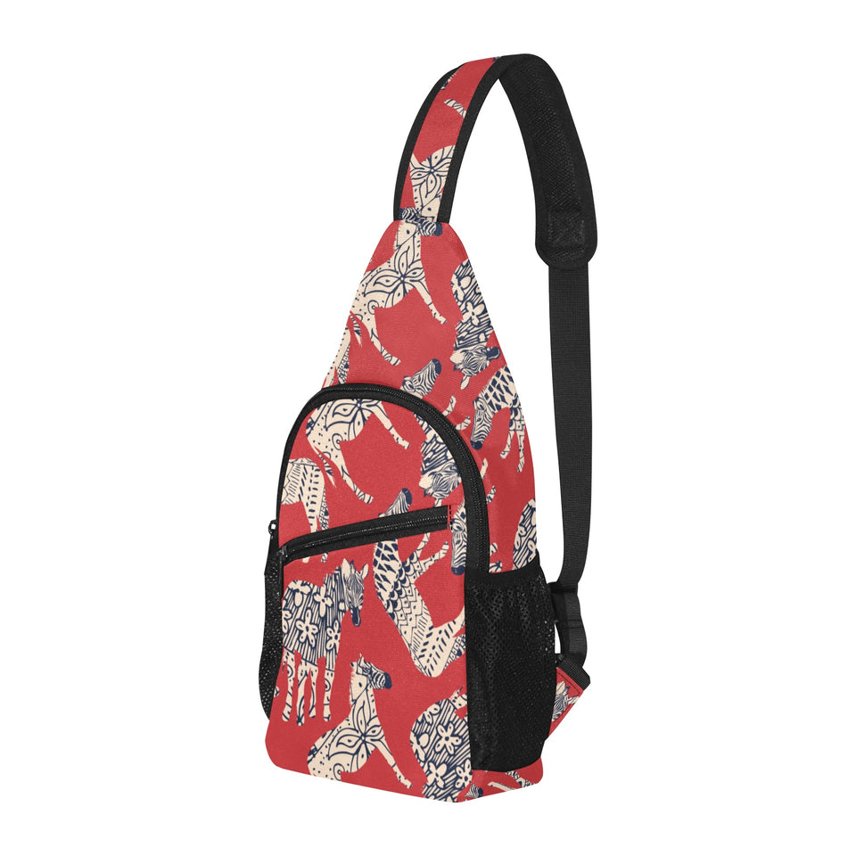 Zebra abstract red background All Over Print Chest Bag
