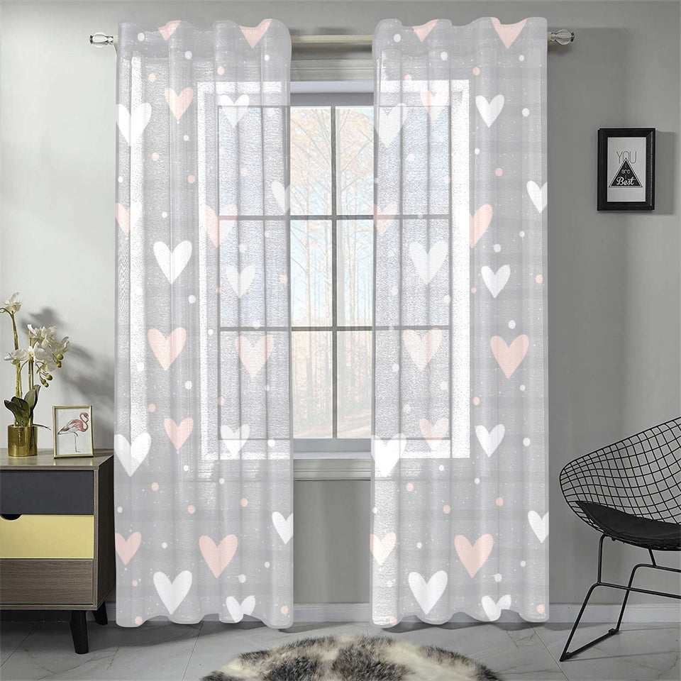Heart pattern gray background Gauze Curtain