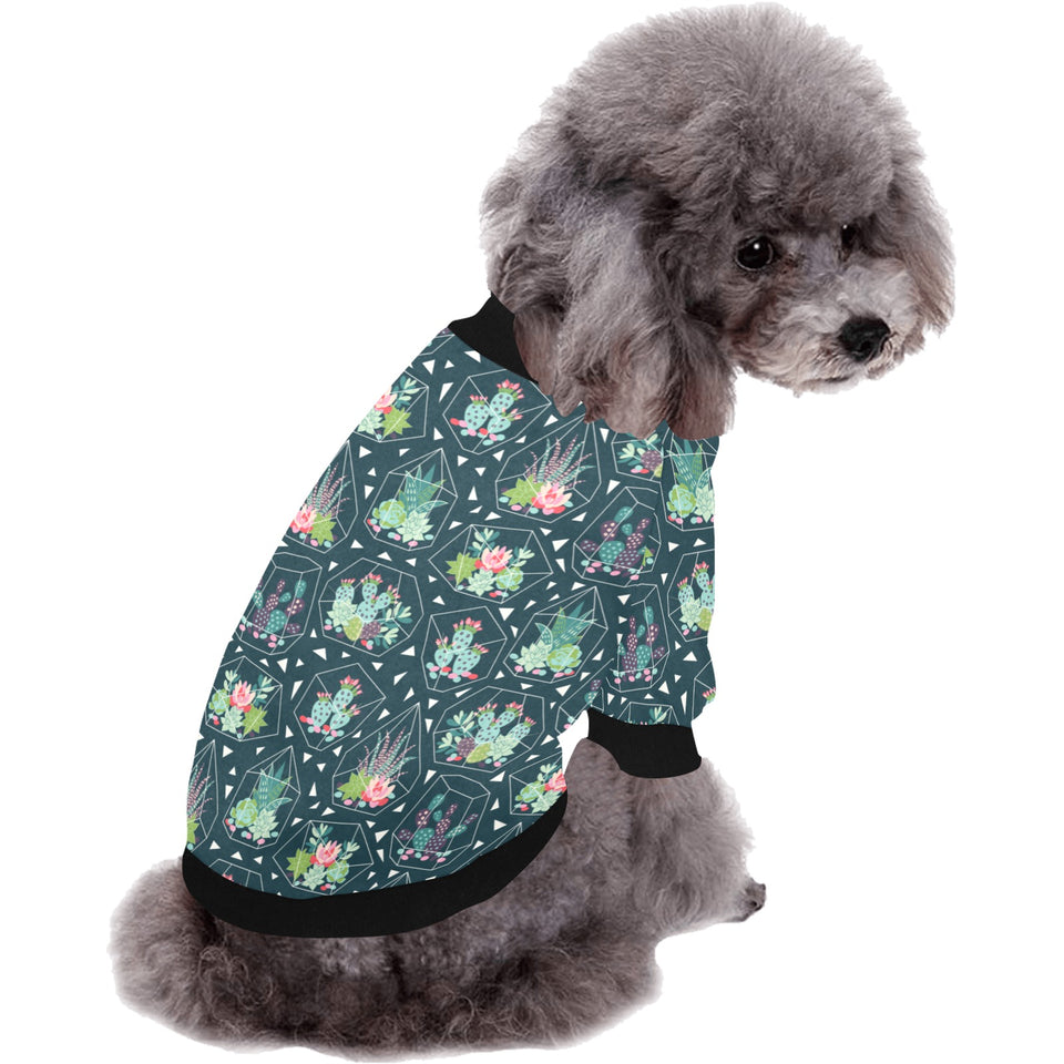 Cactus glass terrarium pattern All Over Print Pet Dog Round Neck Fuzzy Shirt