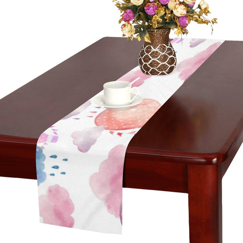 Watercolor air balloon cloud pattern Table Runner