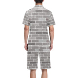 Brick Printed Pattern Print Design 05 Men's V-Neck Short Pajama Set