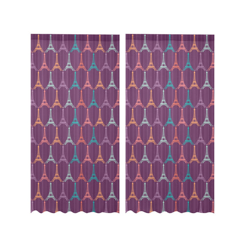 Eiffel Tower Pattern Print Design 05 Gauze Curtain