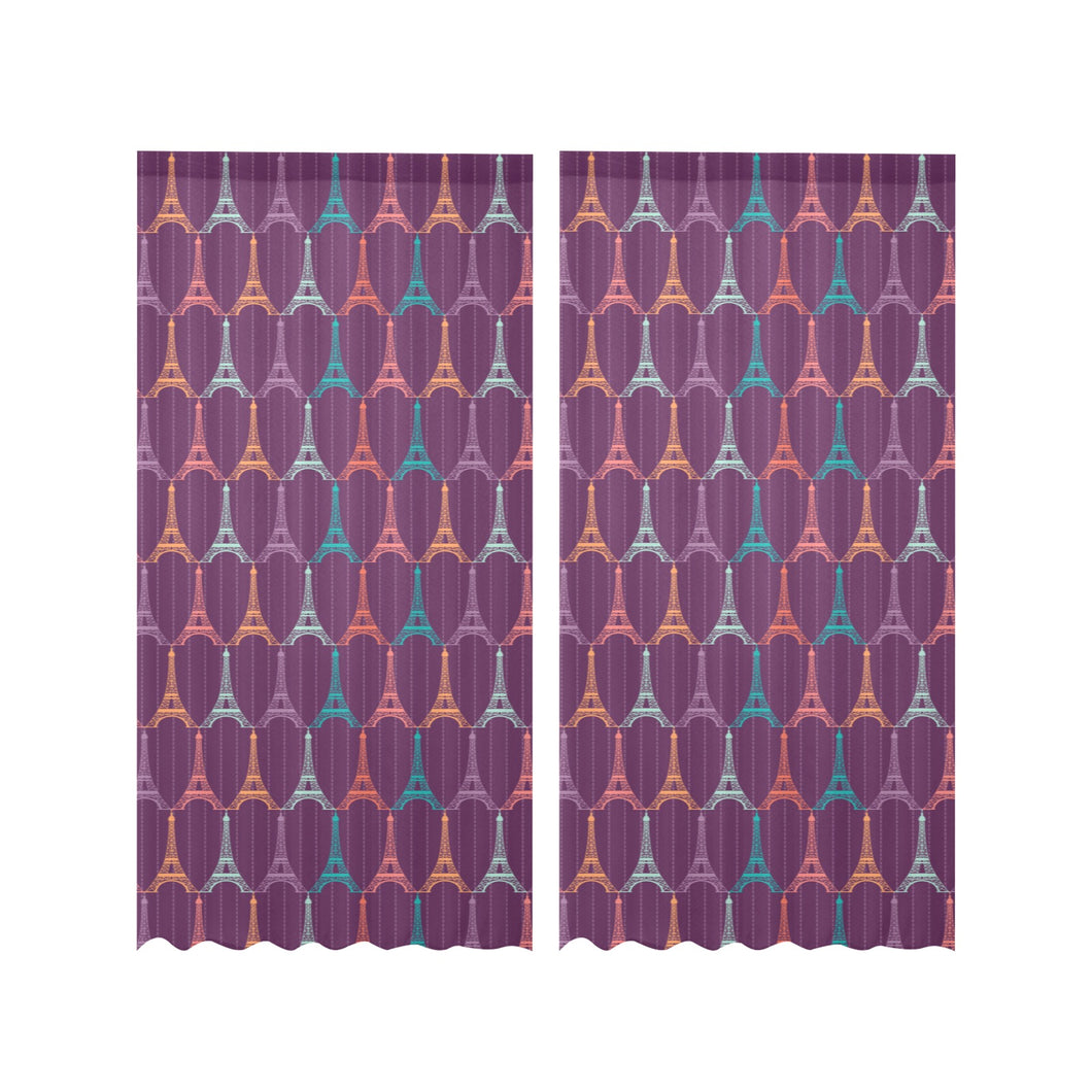 Eiffel Tower Pattern Print Design 05 Gauze Curtain