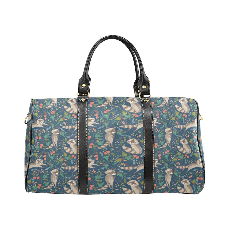Raccoon tropical leaves pattern Travel Bag
