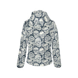 Sugar skull black white pattern Women's Padded Hooded Jacket