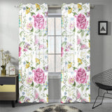 Hand drawn butterfly rose Gauze Curtain