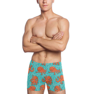 Octopus turquoise background Men's Swimming Trunks