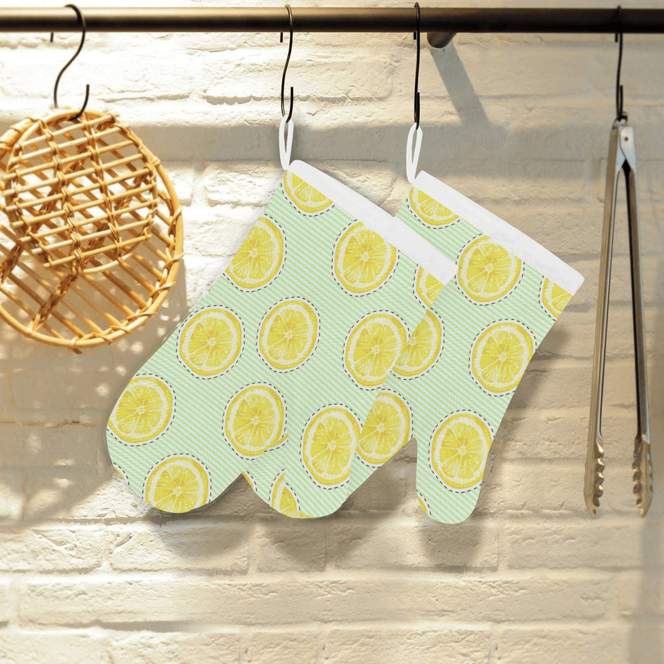 slice of lemon pattern Heat Resistant Oven Mitts