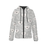 Cute koala leaves pattern Women's Padded Hooded Jacket