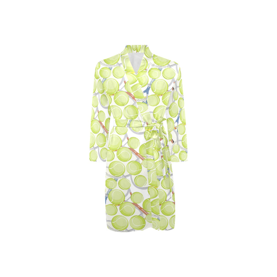 Tennis Pattern Print Design 01 Men's Long Sleeve Belted Night Robe