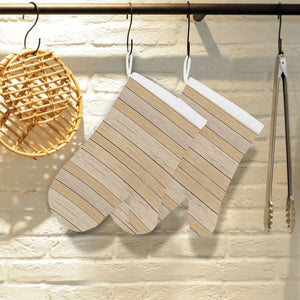 Wood Printed Pattern Print Design 01 Heat Resistant Oven Mitts