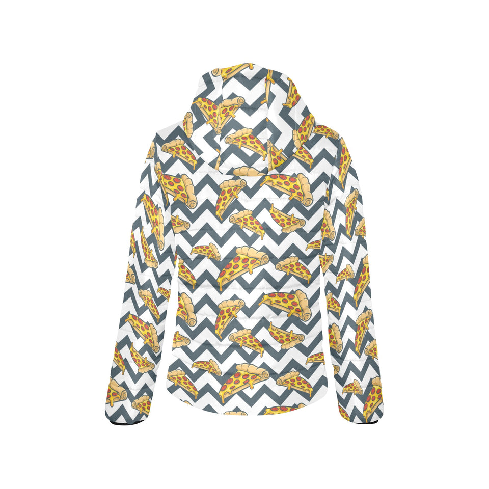 Pizza design pattern Women's Padded Hooded Jacket