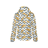 Pizza design pattern Women's Padded Hooded Jacket