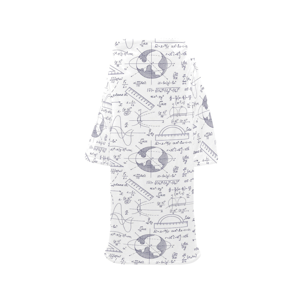 Math Pattern Print Design 03 Blanket Robe with Sleeves