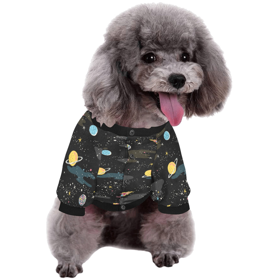 space pattern All Over Print Pet Dog Round Neck Fuzzy Shirt