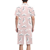 Cute zebra pattern Men's V-Neck Short Pajama Set