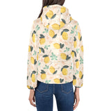 lemon flower leave pattern Women's Padded Hooded Jacket