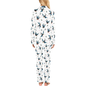 Swallow Pattern Print Design 04 Women's Long Pajama Set