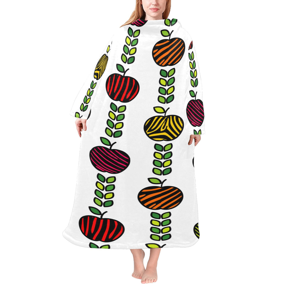 colorful apples leave zebra stripe Blanket Robe with Sleeves