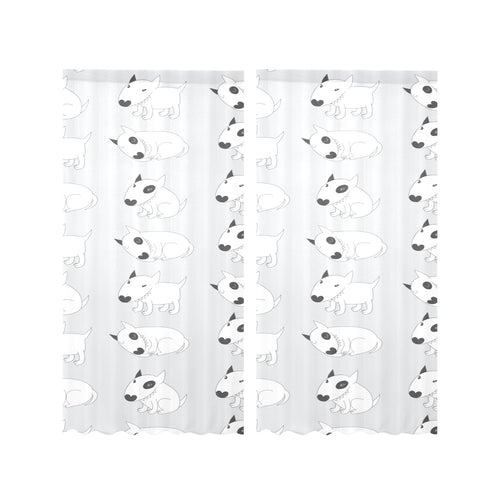 Bull Terrier Pattern Print Design 01 Gauze Curtain