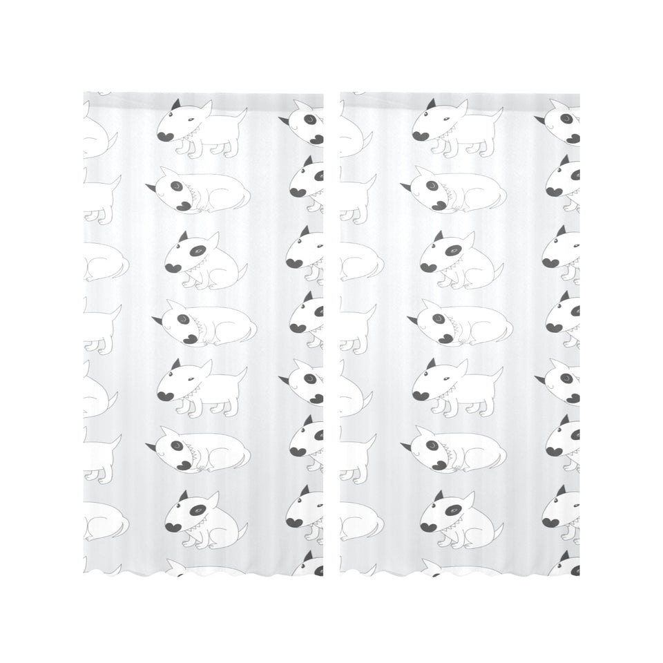 Bull Terrier Pattern Print Design 01 Gauze Curtain