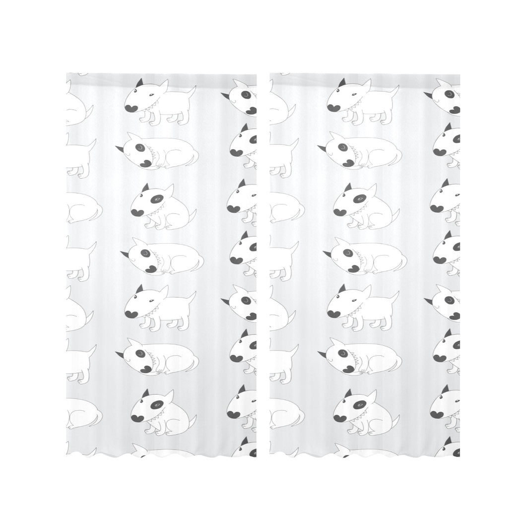 Bull Terrier Pattern Print Design 01 Gauze Curtain