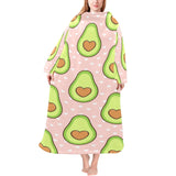 Avocado heart pink background Blanket Robe with Sleeves