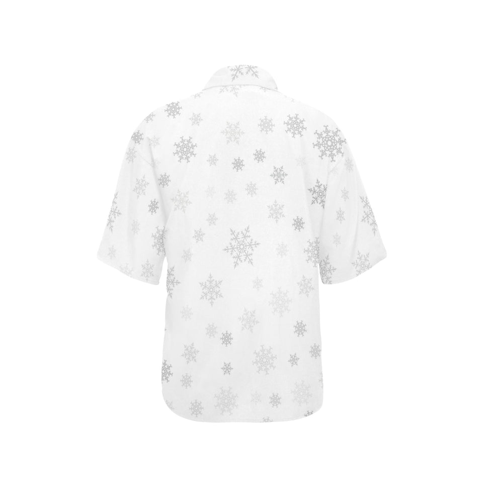Snowflake pattern white background Women's All Over Print Hawaiian Shirt