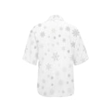 Snowflake pattern white background Women's All Over Print Hawaiian Shirt