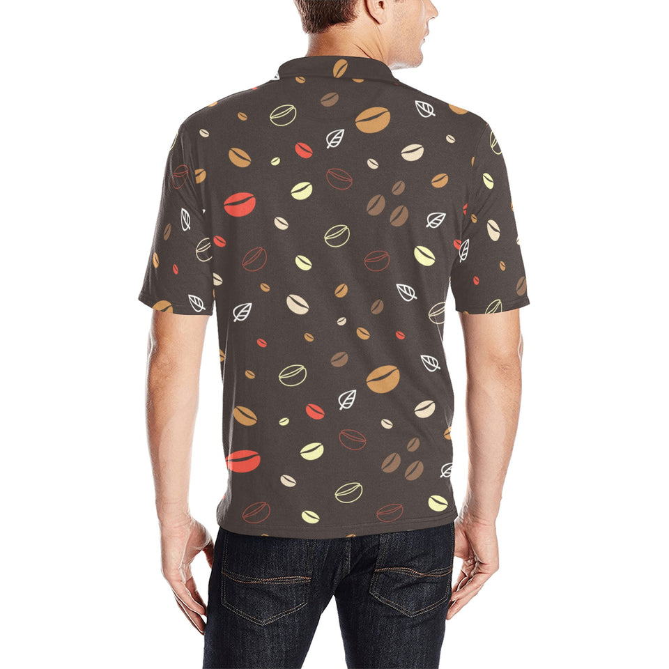 Coffee bean leave pattern Men's All Over Print Polo Shirt