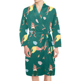 Kangaroo leaves pattern Men's Long Sleeve Belted Night Robe
