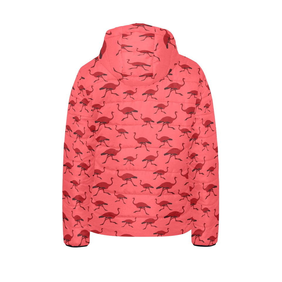 Ostrich Pattern Print Design 03 Kids' Boys' Girls' Padded Hooded Jacket