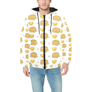 Pancake Pattern Print Design 03 Men's Padded Hooded Jacket