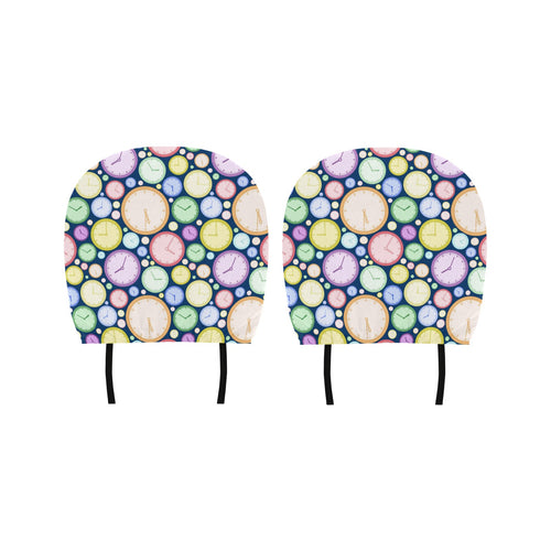 Colorful clock background Car Headrest Cover