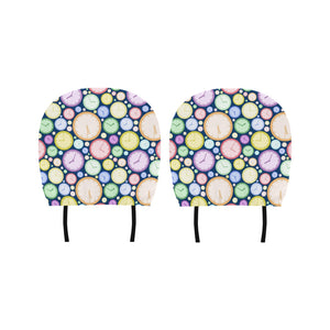 Colorful clock background Car Headrest Cover