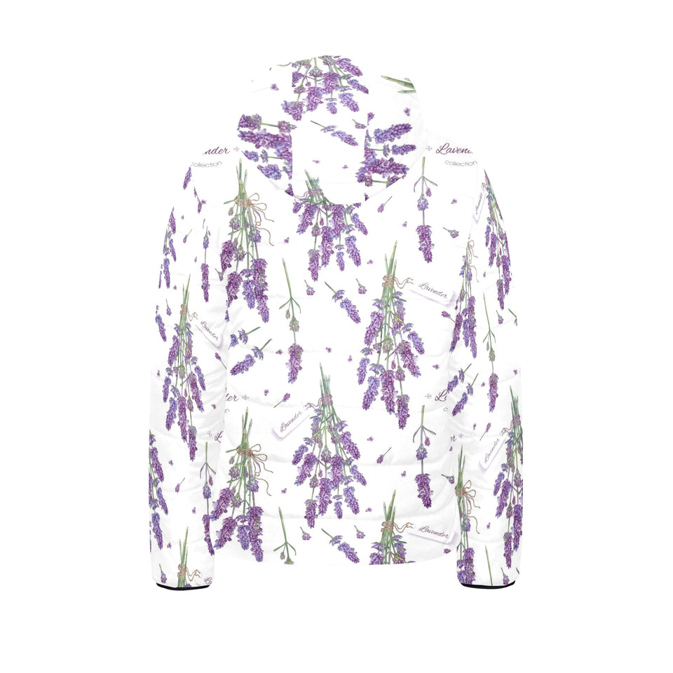 lavender flower design pattern Kids' Boys' Girls' Padded Hooded Jacket