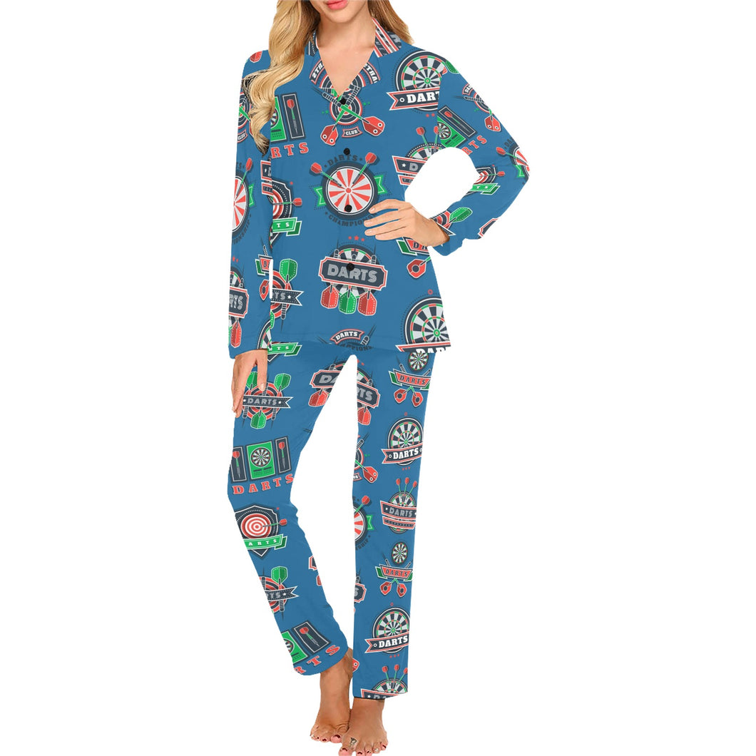 Darts Pattern Print Design 02 Women's Long Pajama Set