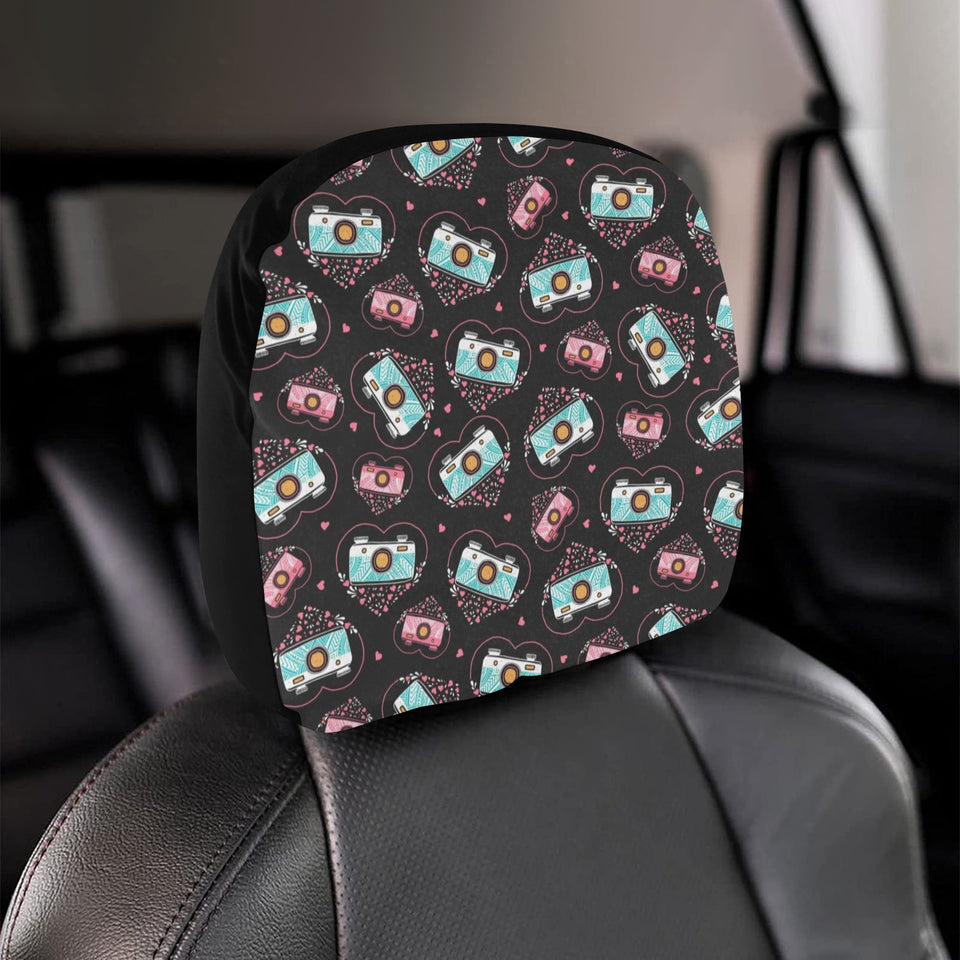 Camera Pattern Print Design 04 Car Headrest Cover