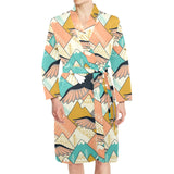 Eagle Pattern Print Design 02 Men's Long Sleeve Belted Night Robe